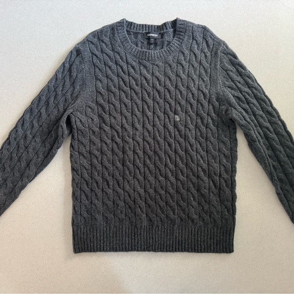 Express Other - Express Charcoal Cable Knit Crewneck Sweater